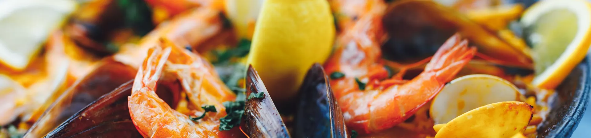 Close up of Spanish Seafood Paella