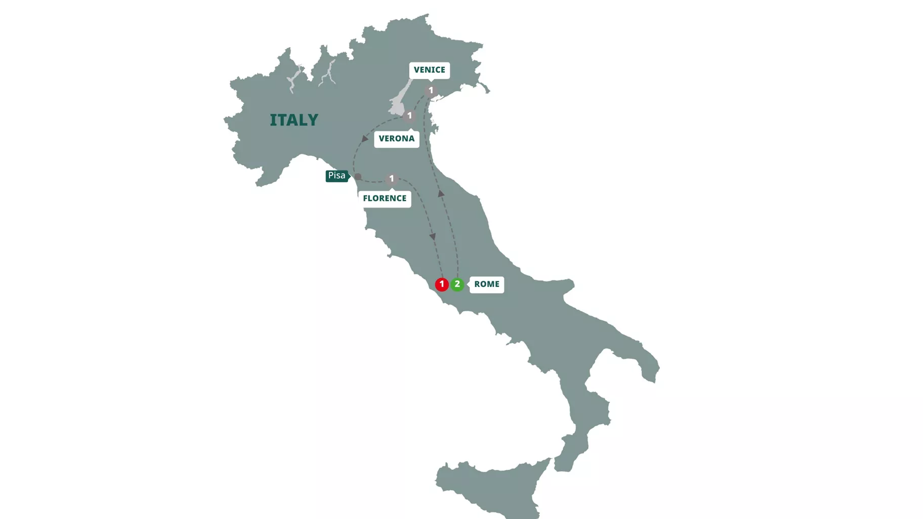 Italian Holiday Guided Tour Map