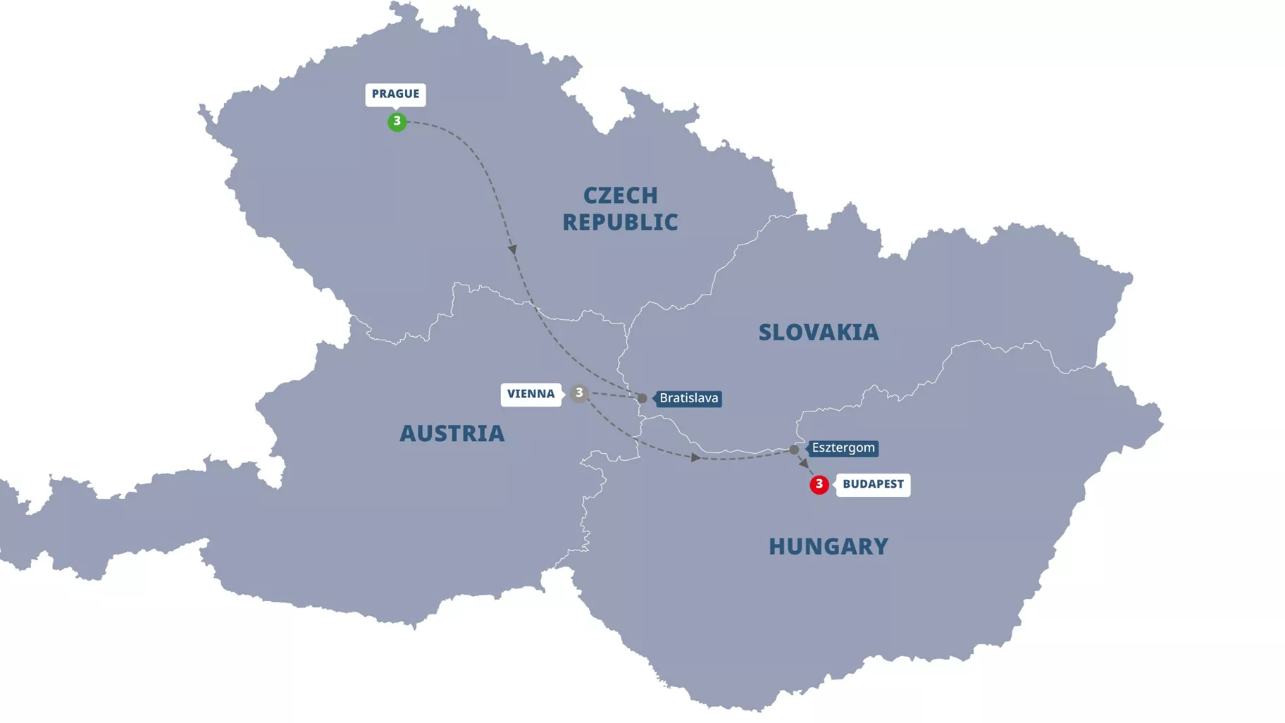 Prague Vienna Budapest Guided Tour Map