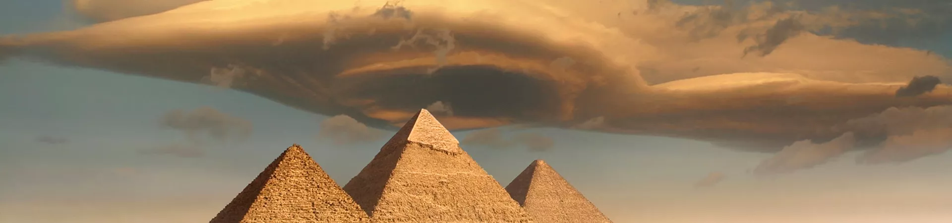 Dramatic Storm Cloud Above Pyramids, Giza, Egypt