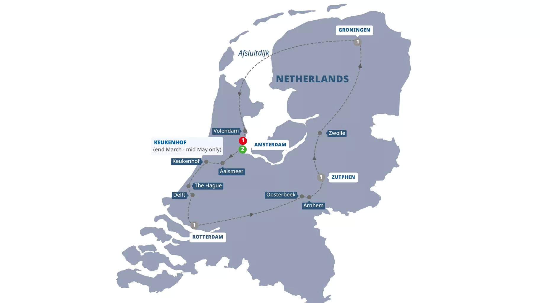 Best Holland Guided Tour Map