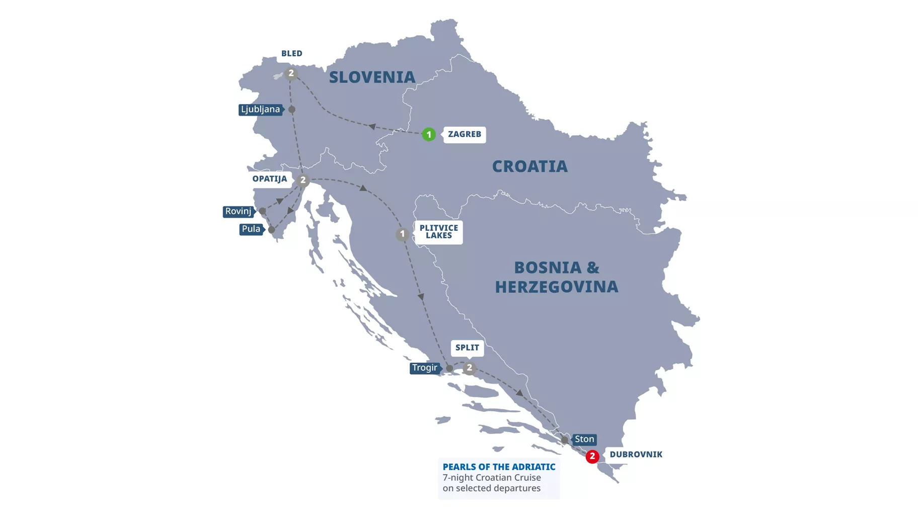 Best Croatia Slovenia Guided Tour Map