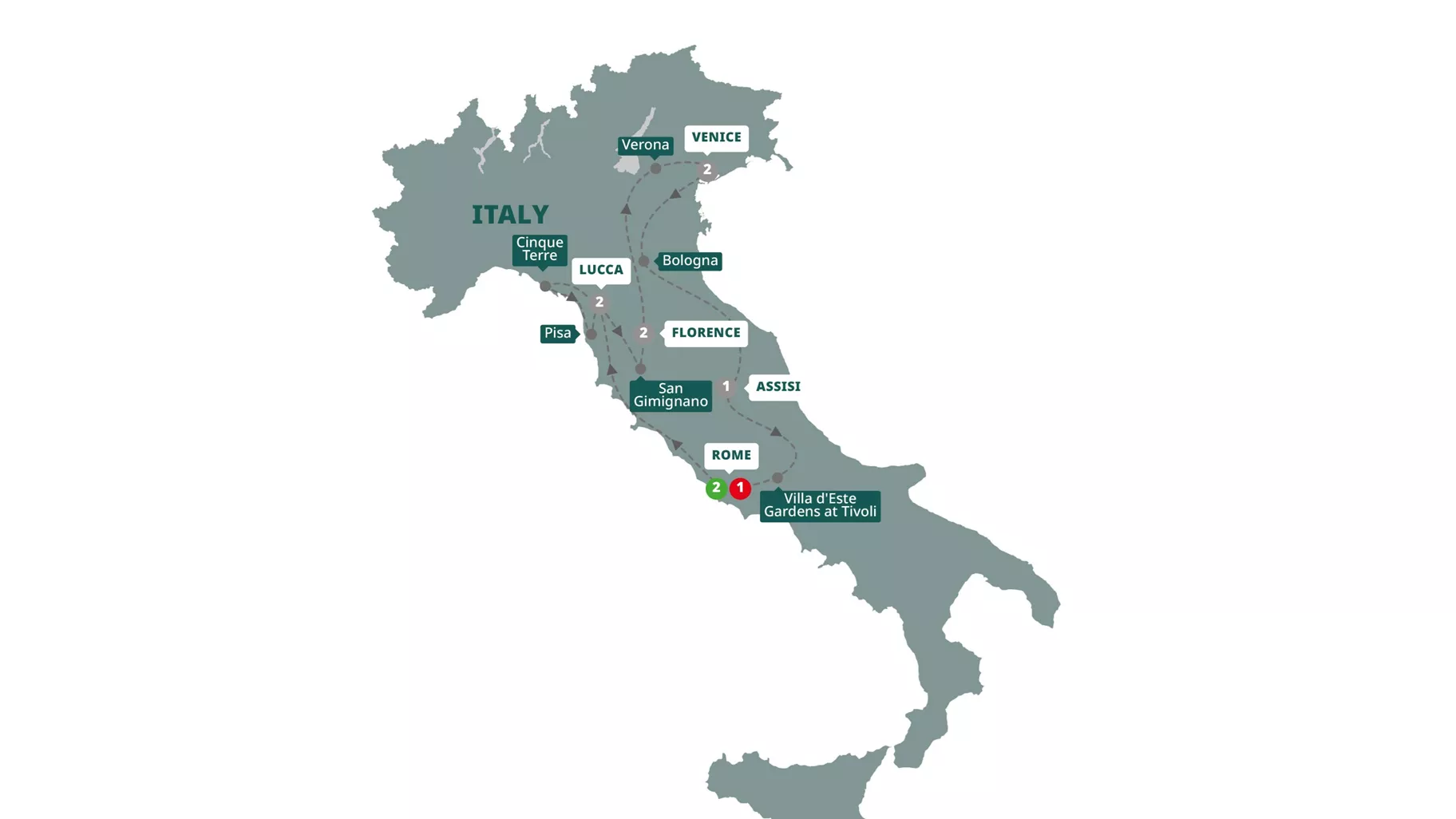 Wonders Italy Guided Tour Map