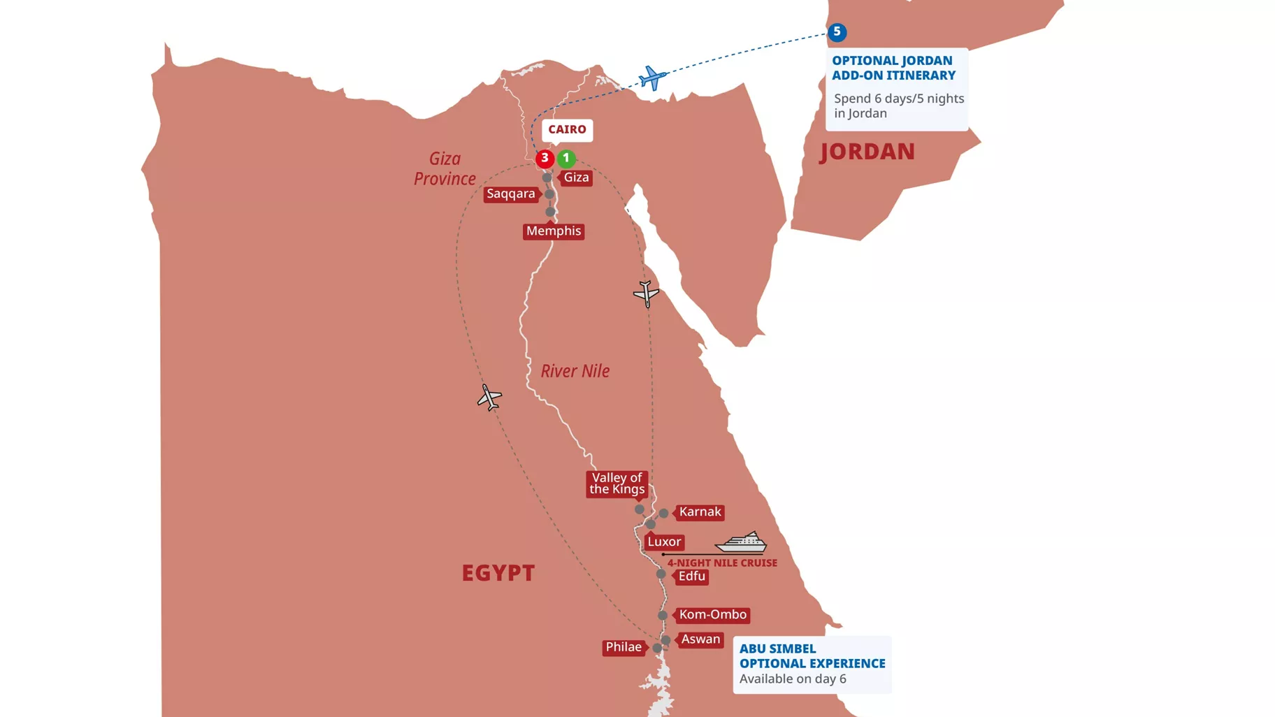 Best Egypt Guided Tour Map