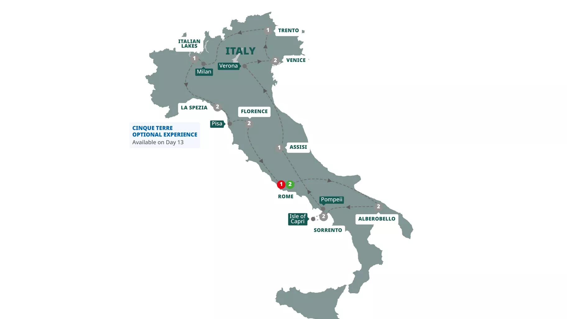 Grand Italian Experience Guided Tour Map