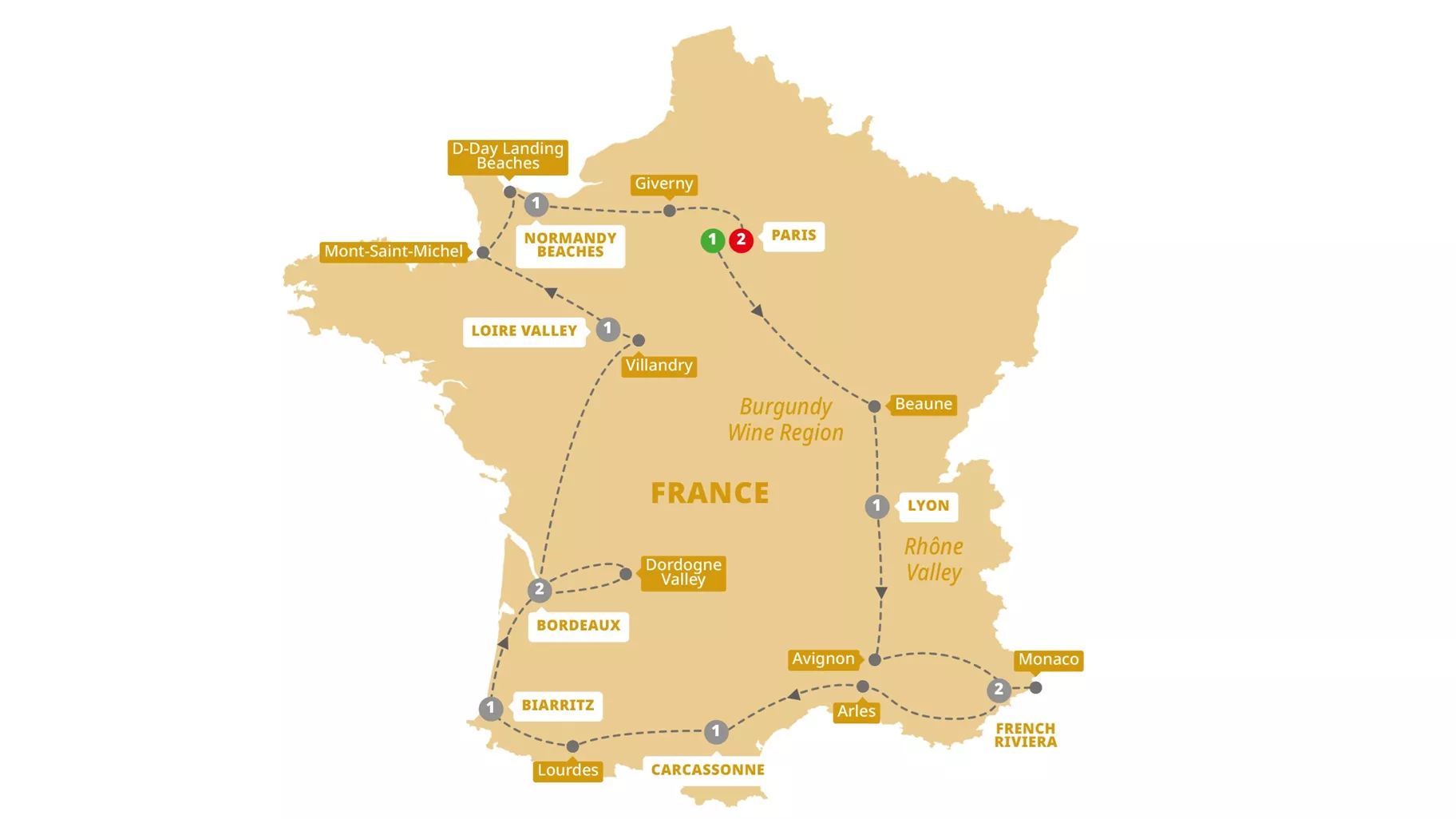 Best France Guided Tour Map