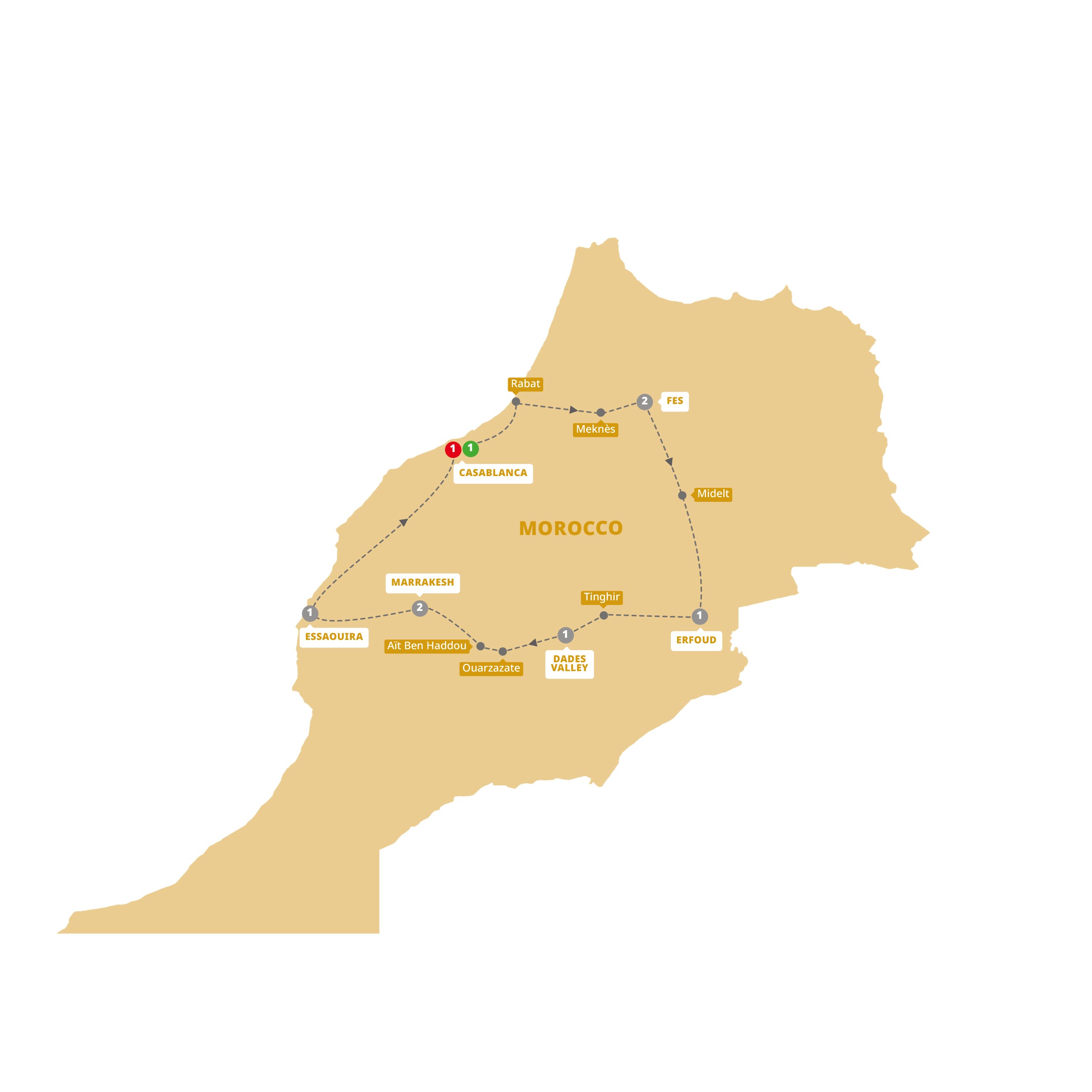 Map Best Morocco Guided Tour 1 