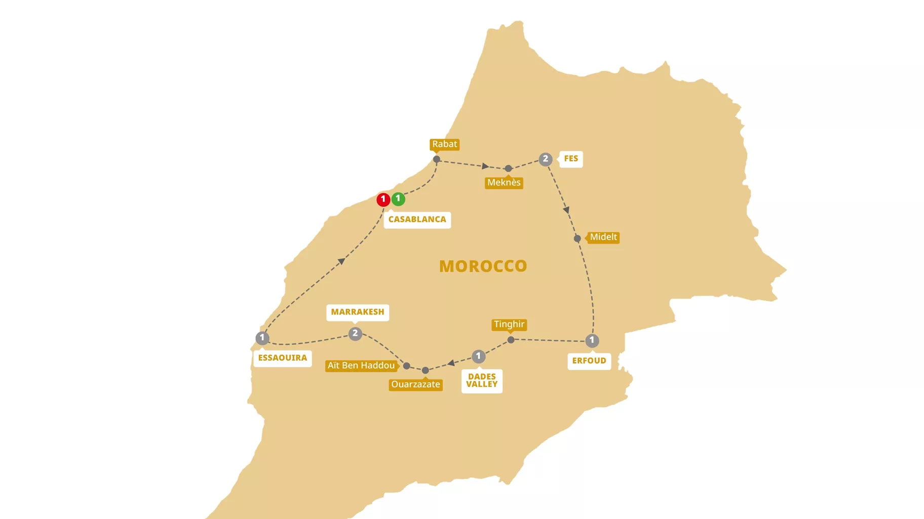 Best Morocco Guided Tour Map