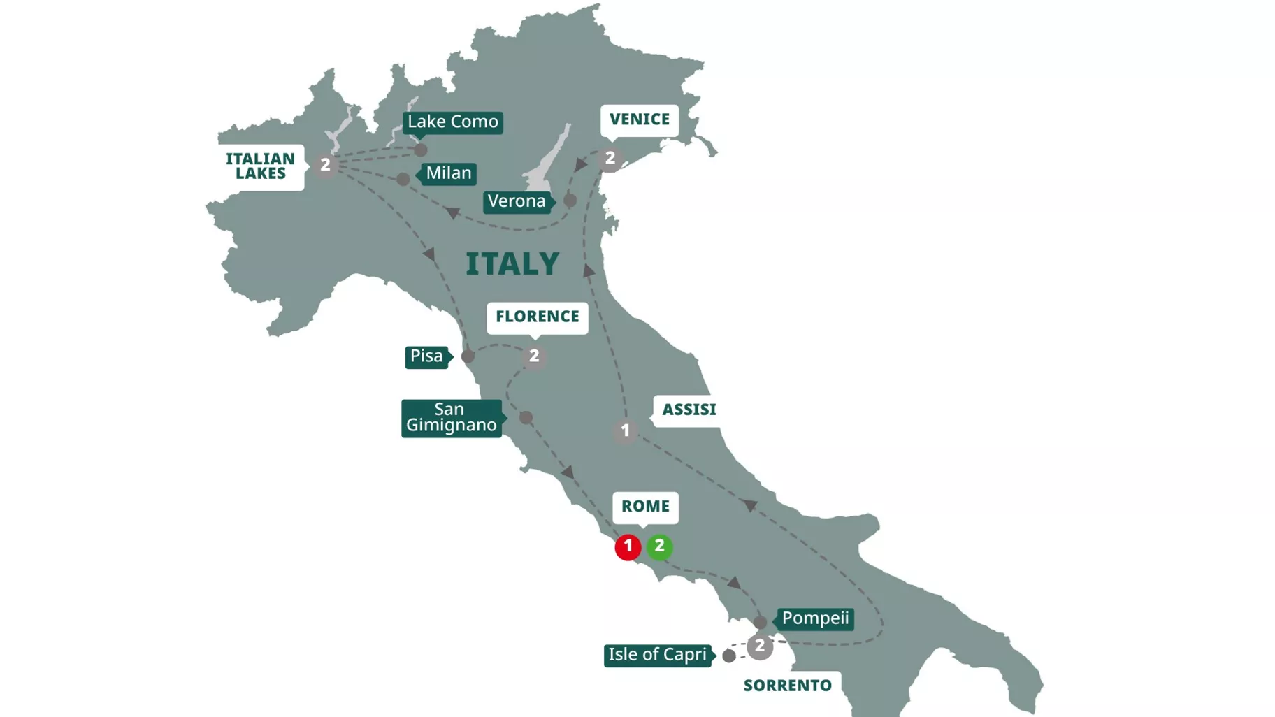 Best Italy Guided Tour Map