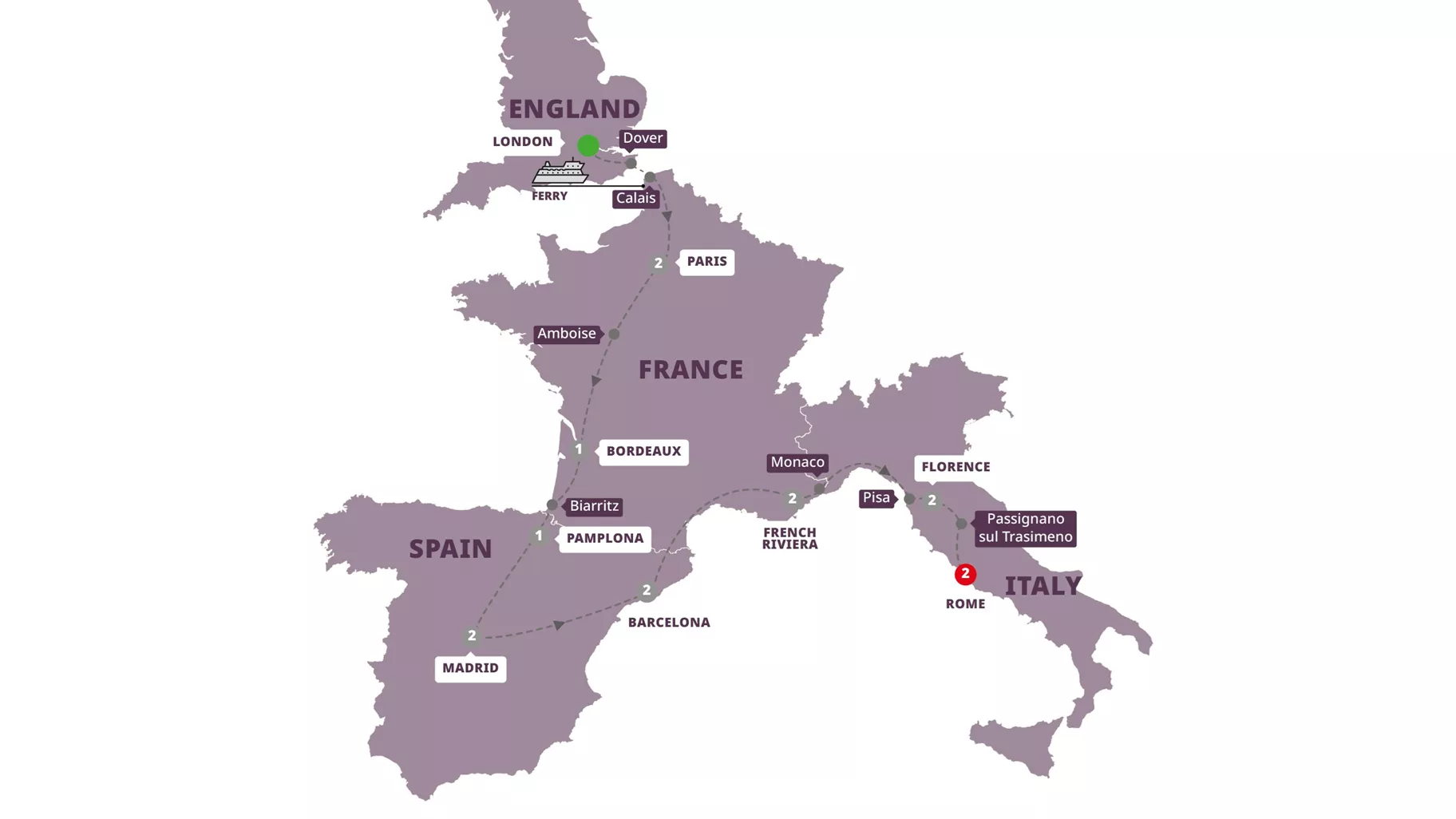 Enchanting Europe Guided Tour Map