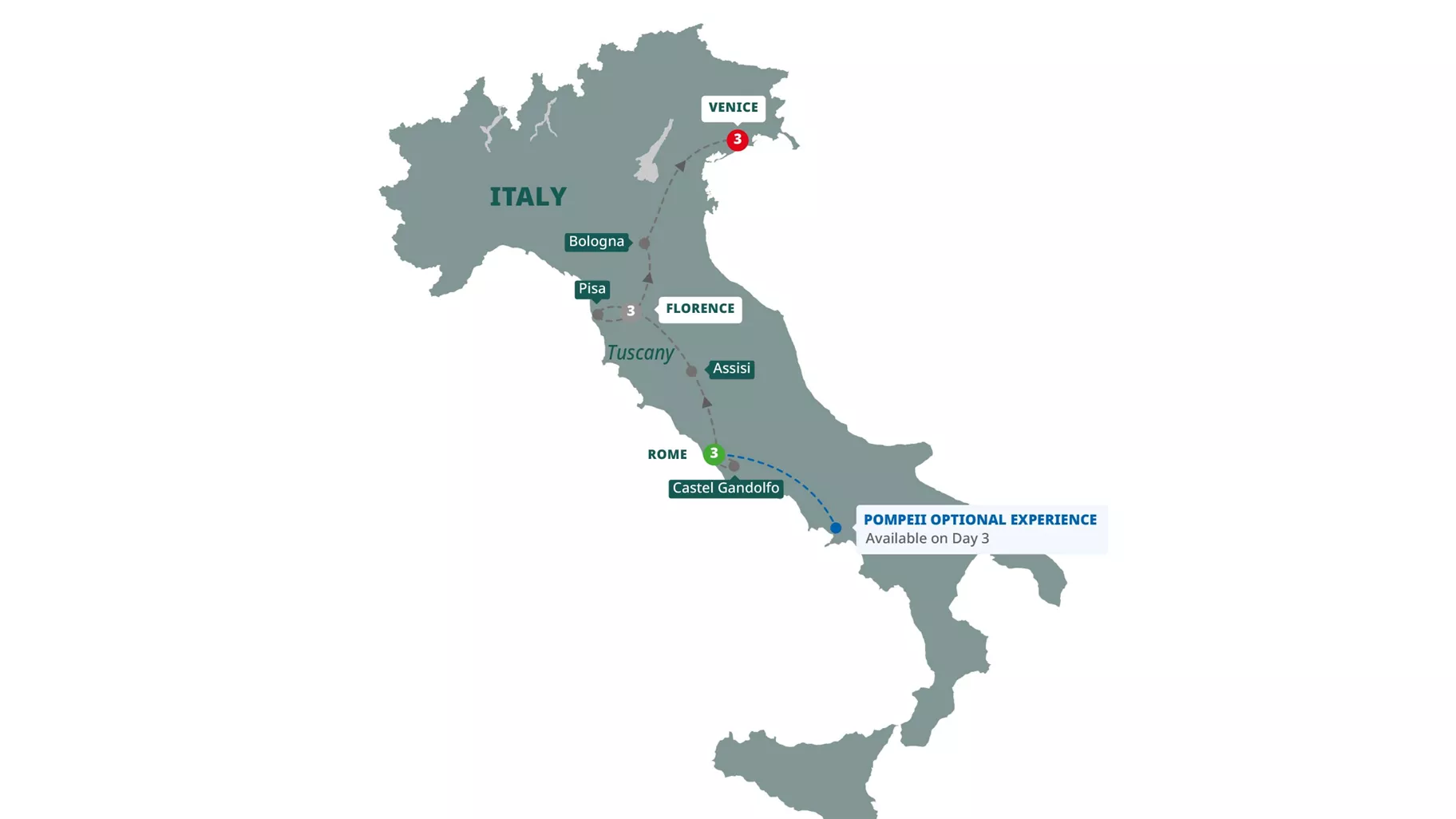 Great Italian Cities Guided Tour Map