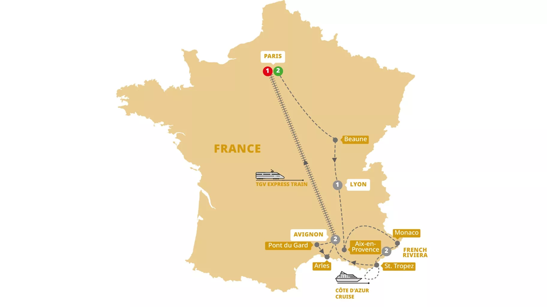 Wonderful France Guided Tour Map