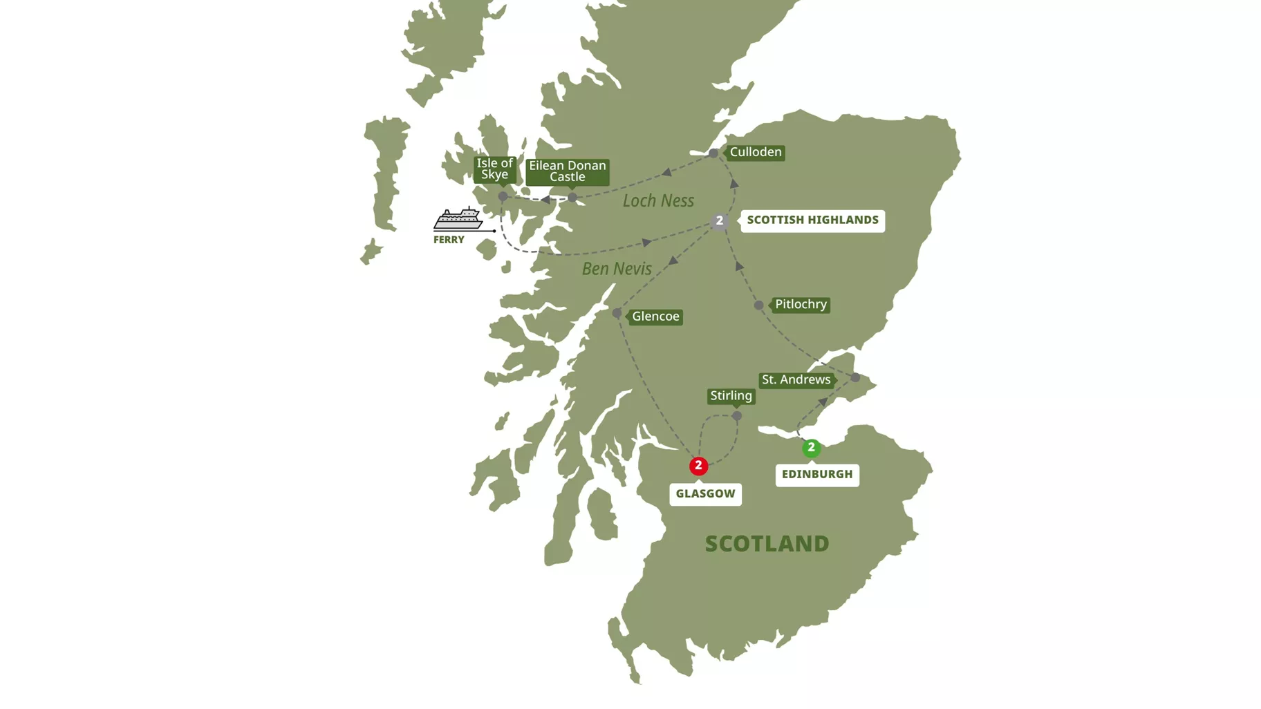 Best Scotland Guided Tour Map