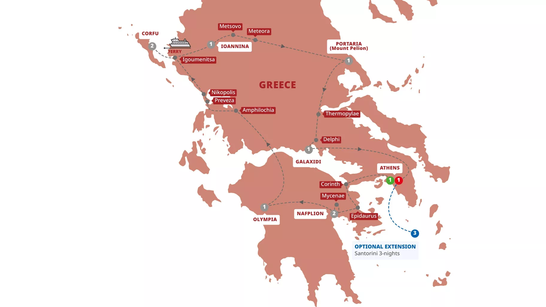 Secrets Greece including Corfu Guided Tour Map