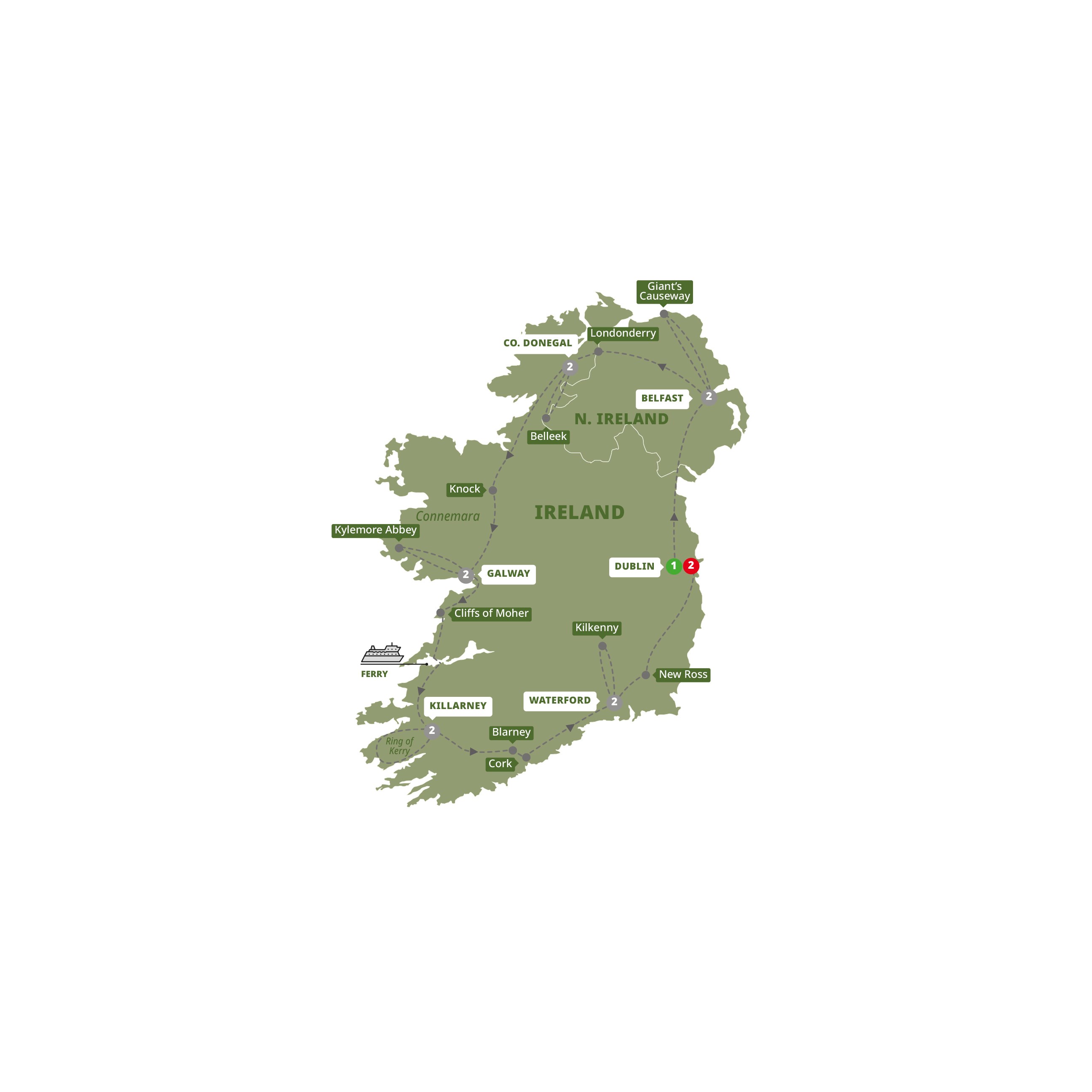Map Amazing Ireland Guided Tour 1 