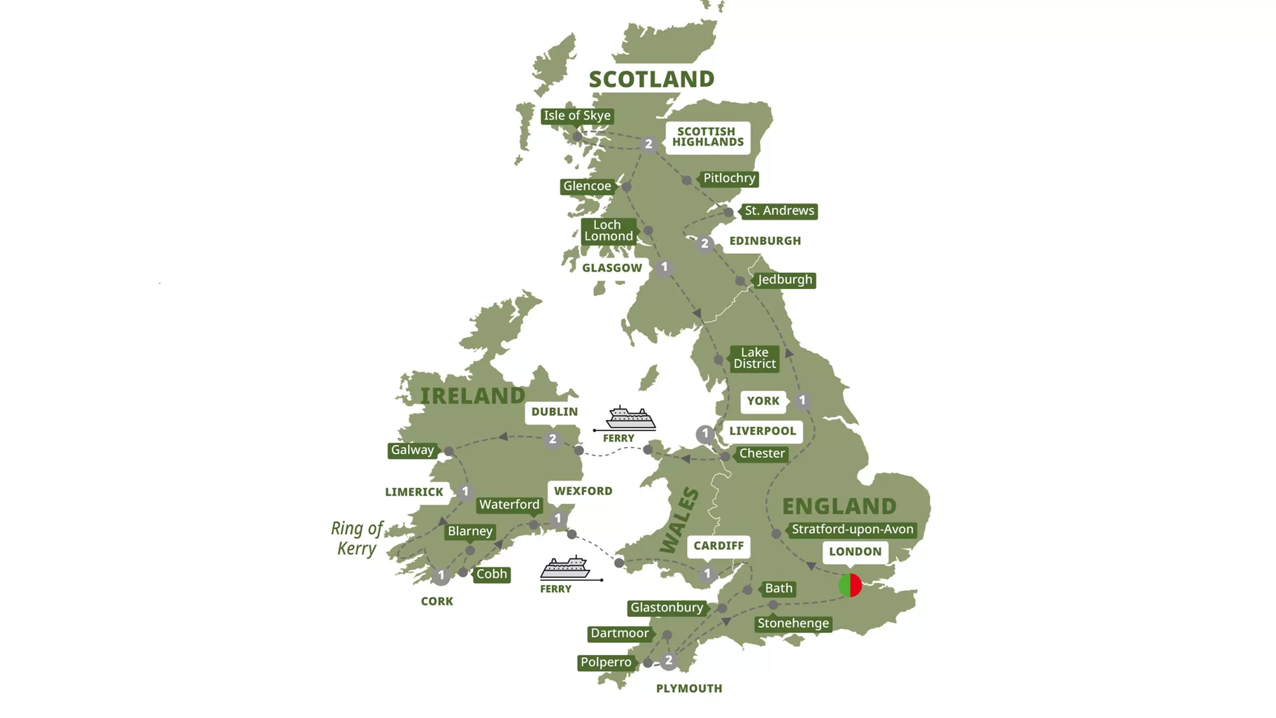 Britain Ireland Panorama Guided Tour Map
