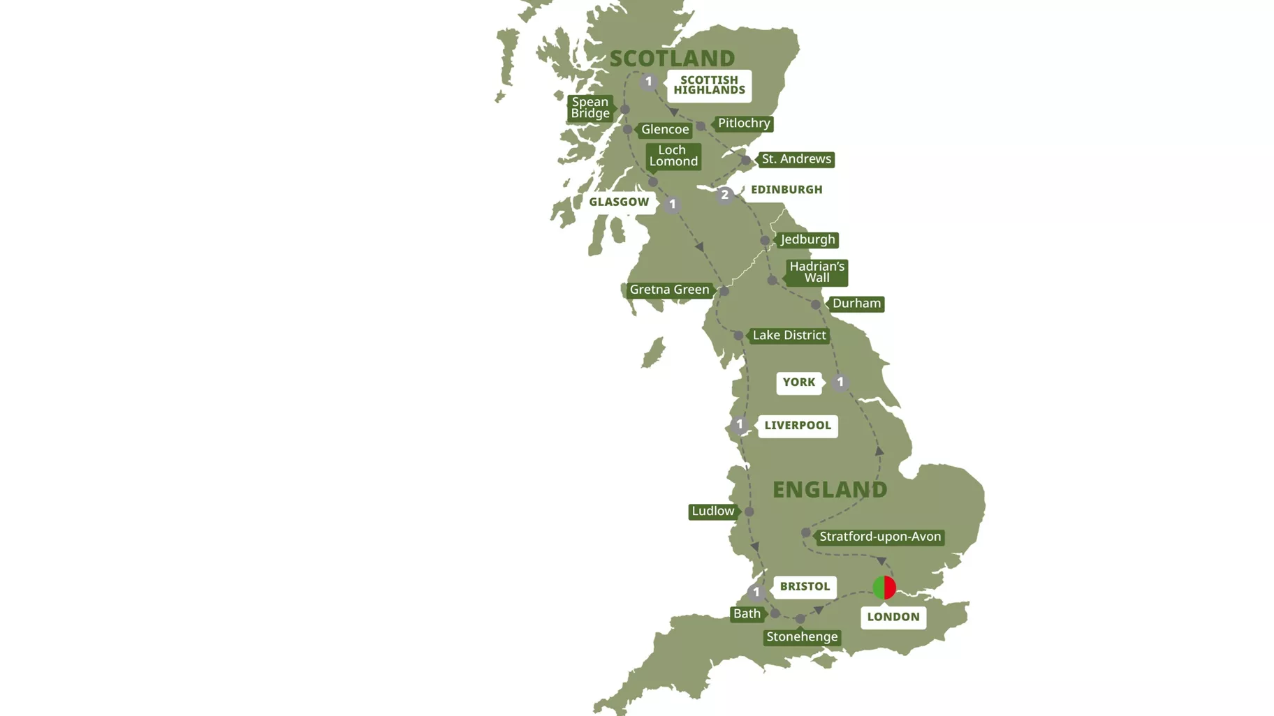 Amazing Britain Guided Tour Map