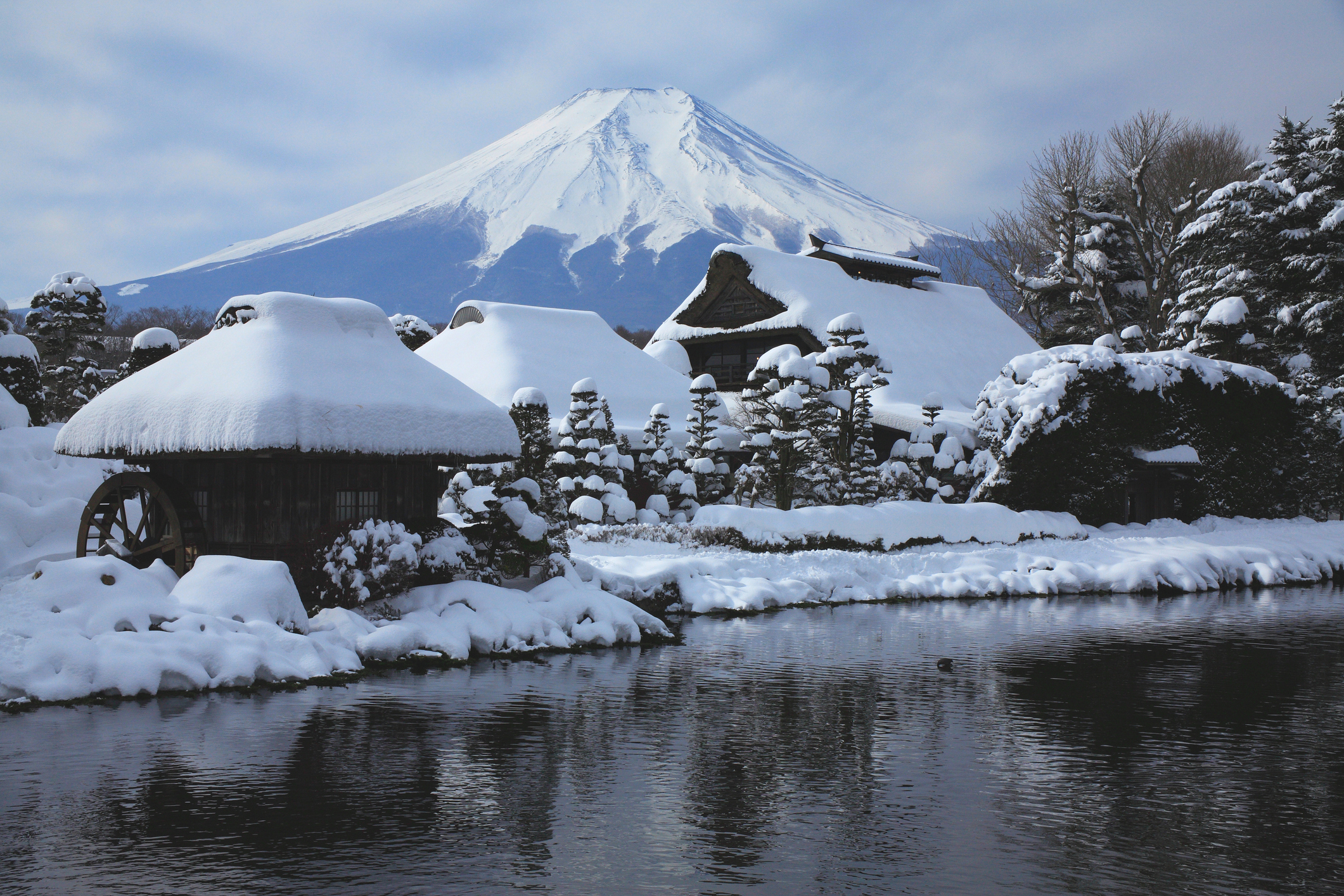 Beautiful Japanese landscapes Oshino Hakkai and Mt. Fuji