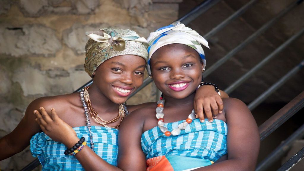 two African women in traditional dress