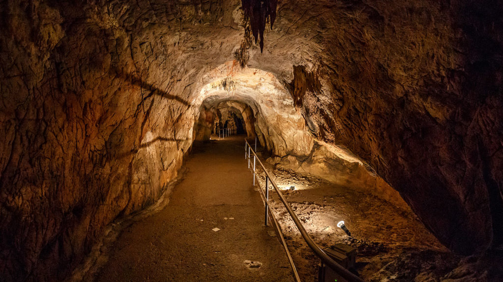 Lighted pathway in caves