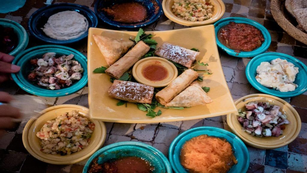 Moroccan food spread