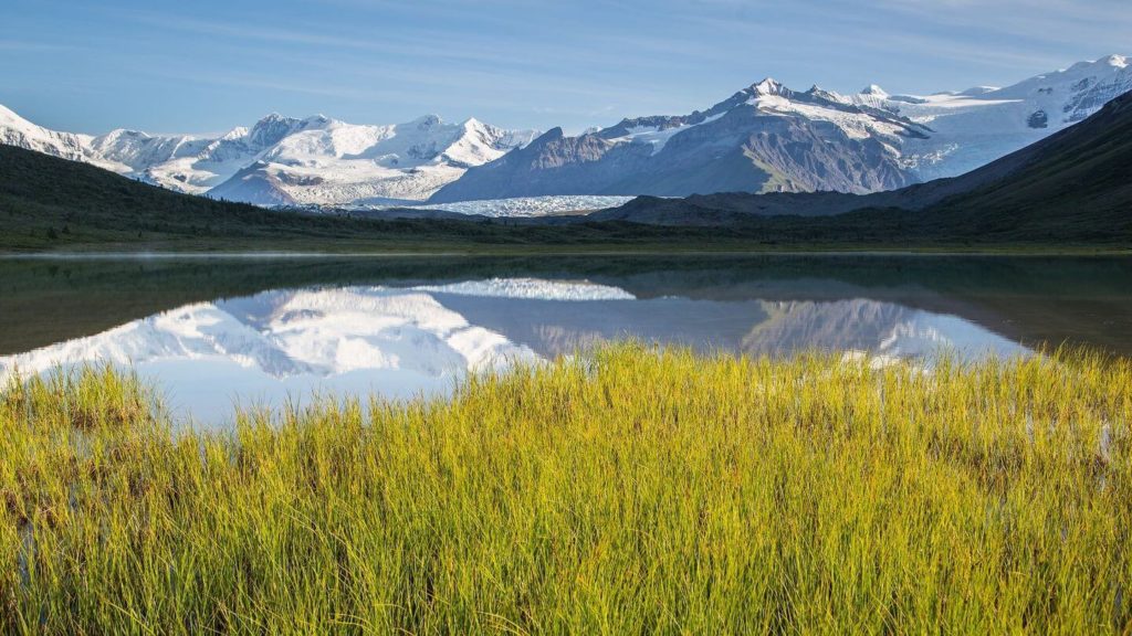 mountains lake wrangell st elias national park alaska
