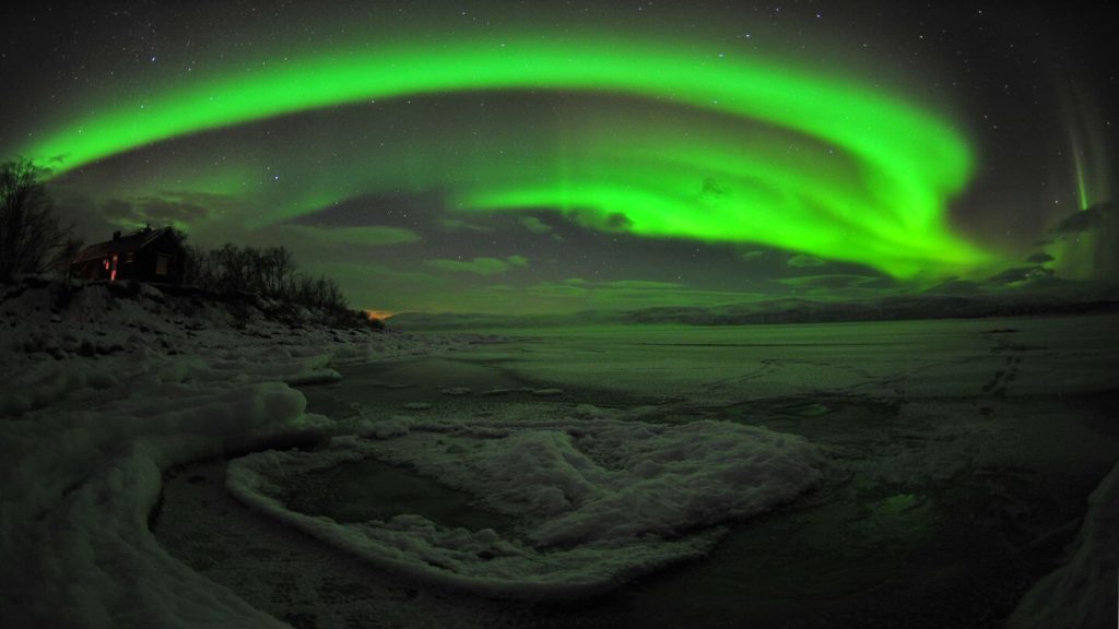 green northern lights abisko national park sweden