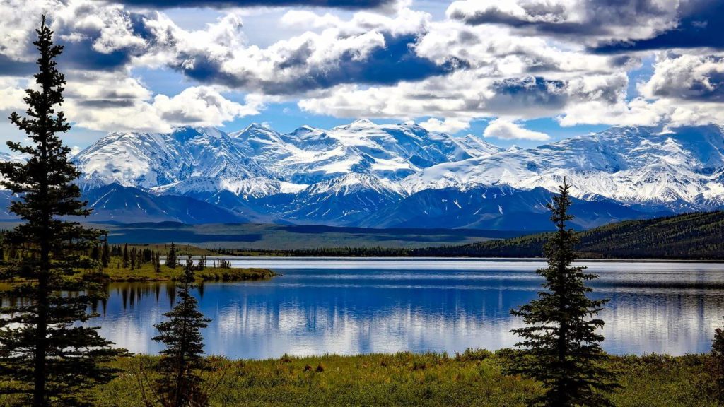 lake mountains denali national park alaska united states