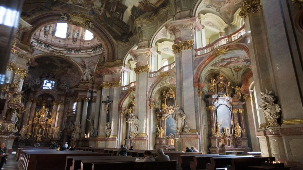 ornate interior st nicholas church Prague