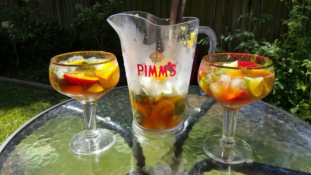 jug two glasses pimm's no. 1 cup cocktail