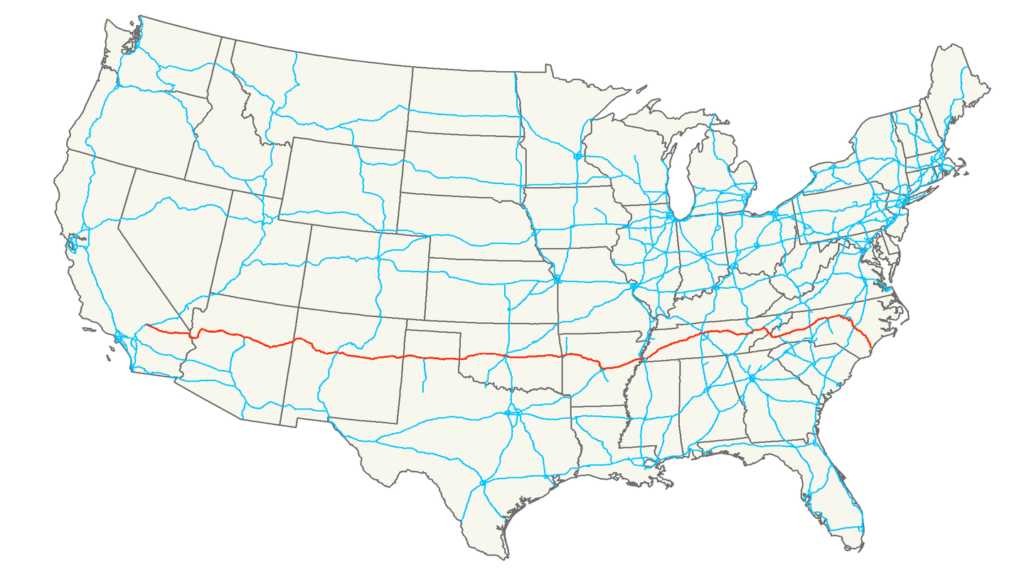 Interstate 40 route map USA