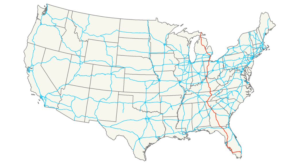 Interstate 75 route map USA