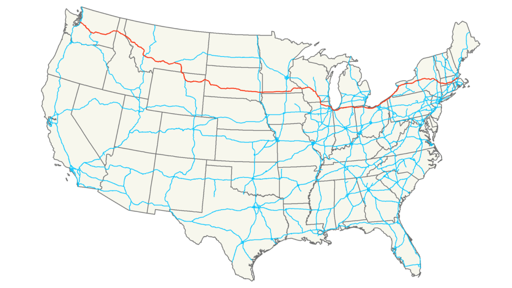 Interstate 90 route map USA