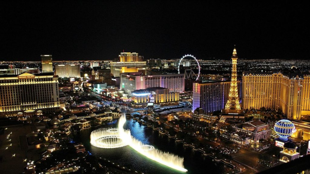 night time lights aerial view Las Vegas