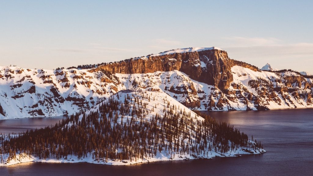 Crater Lake National Park in winter