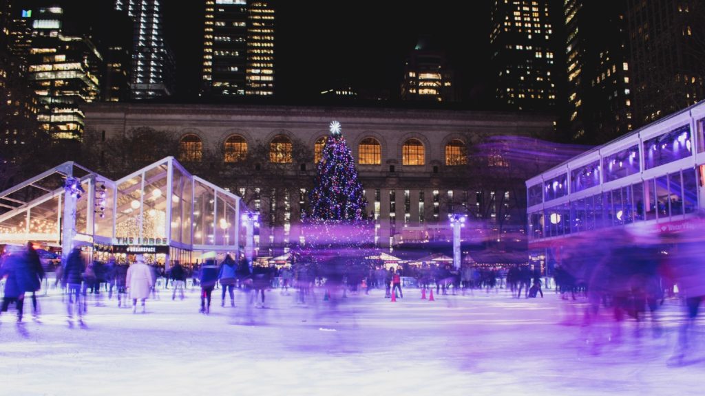 Ice skating in New York at Christmas