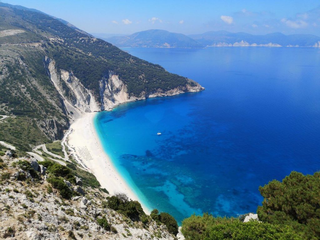 sandy beach blue ocean Kefalonia trip to Greece