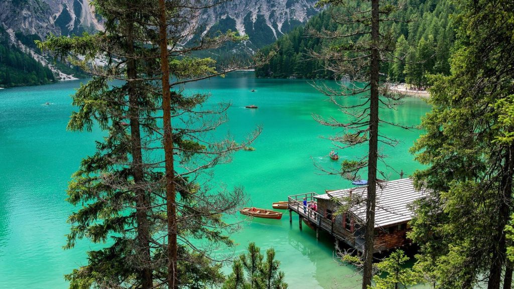 Braies Lake green water forest travelling to Italy