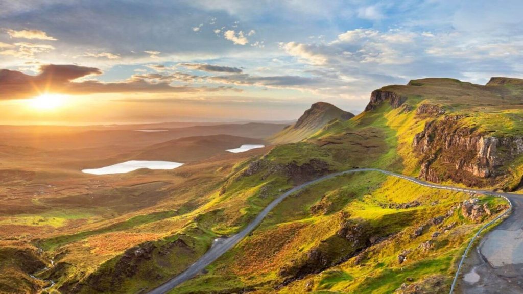 scenic panorama over the Isle of Skye Scottish Highlands
