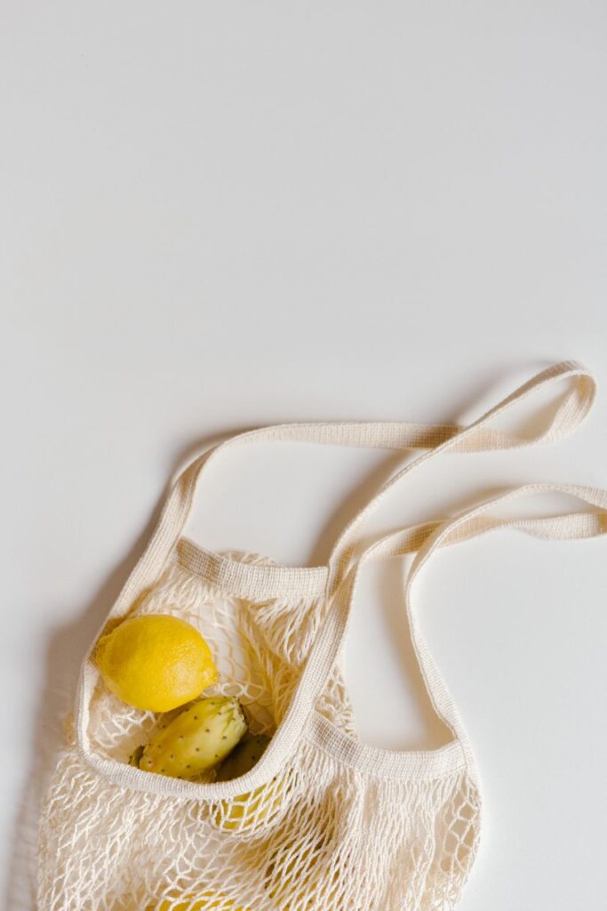 reusable tote bag with fruit