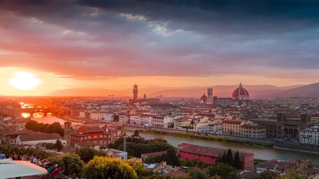 sunset over Florence Italy