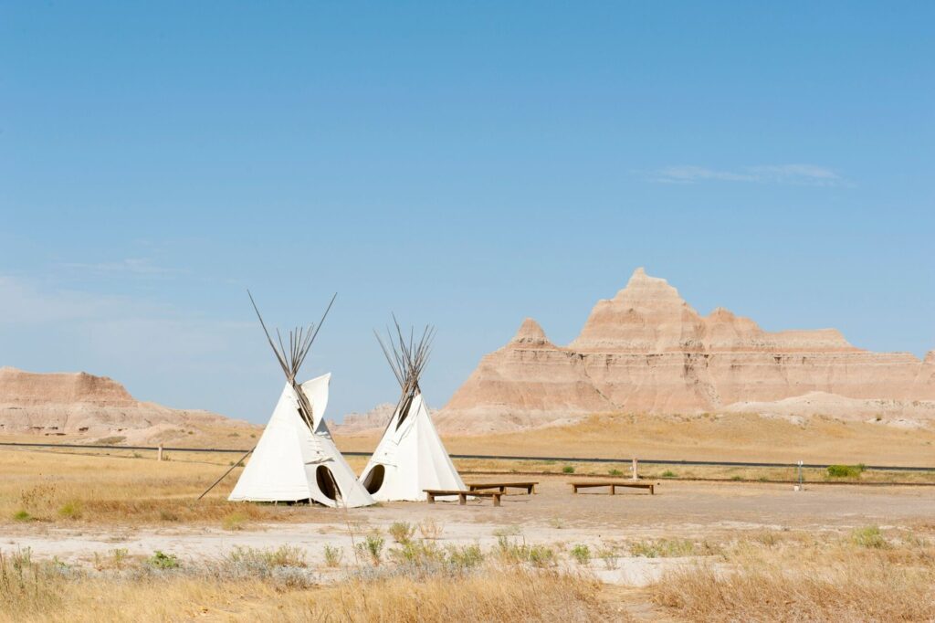 Oglala Lakota teepees Dakota off the beaten path USA