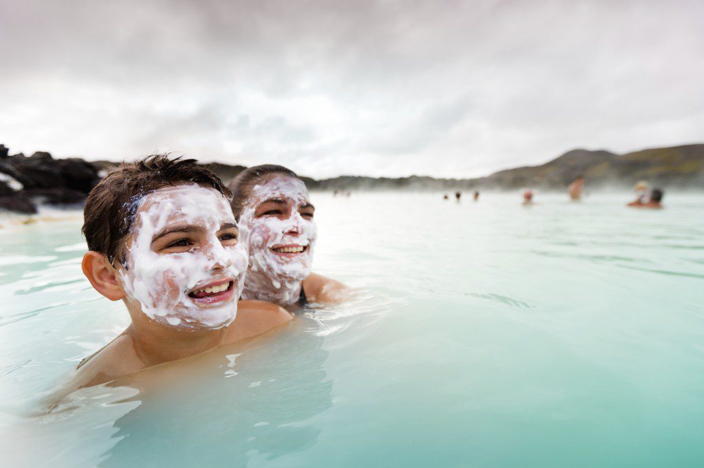 family at the blue lagoon Iceland