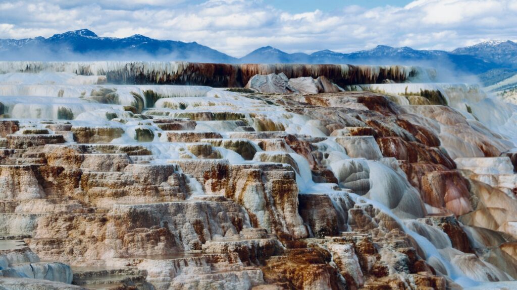 Image of flowing travertine steps at Yellowstone 