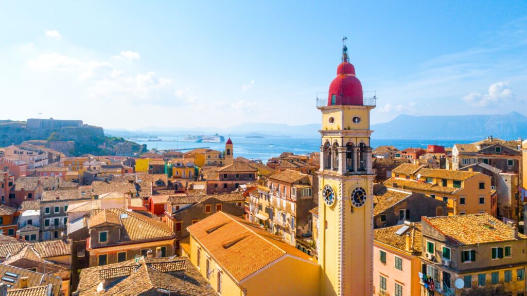 Panoramic view of Kerkyra, capital of Corfu Island, Greece