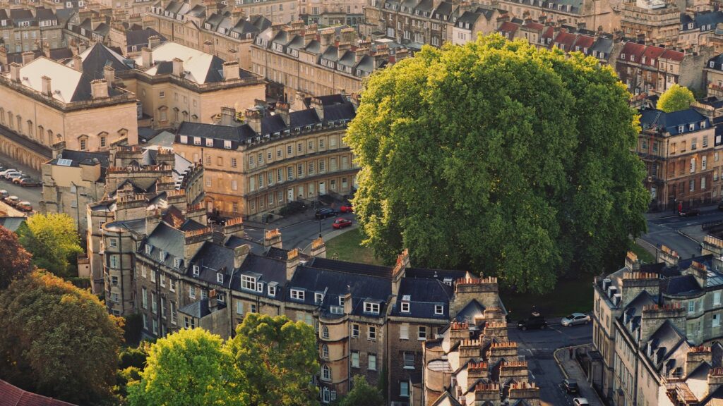 Aerial photograph of the city of Bath Spa