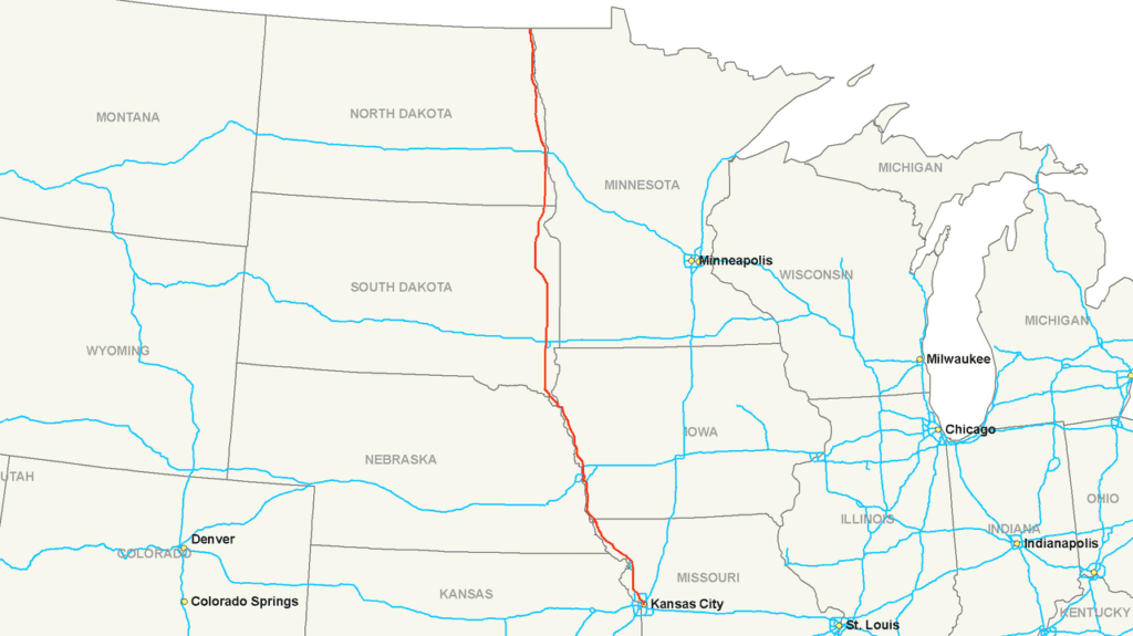 Map of Interstate 29