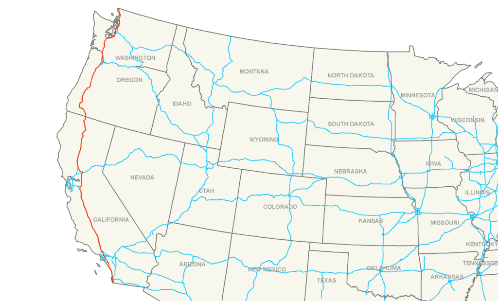 Map of Interstate 5