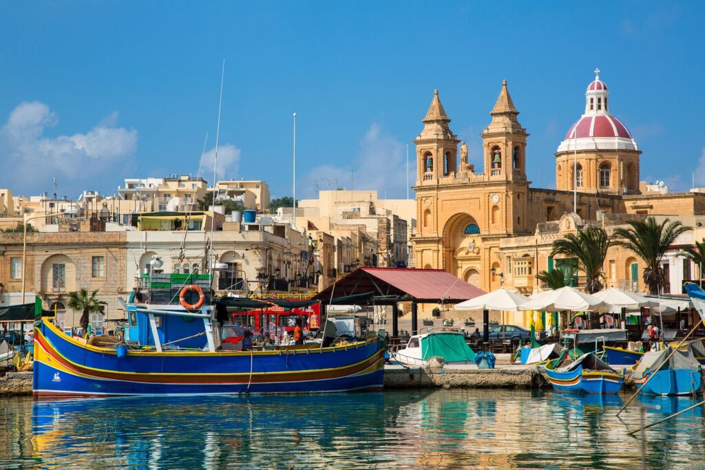 boats and classic buildings in malta